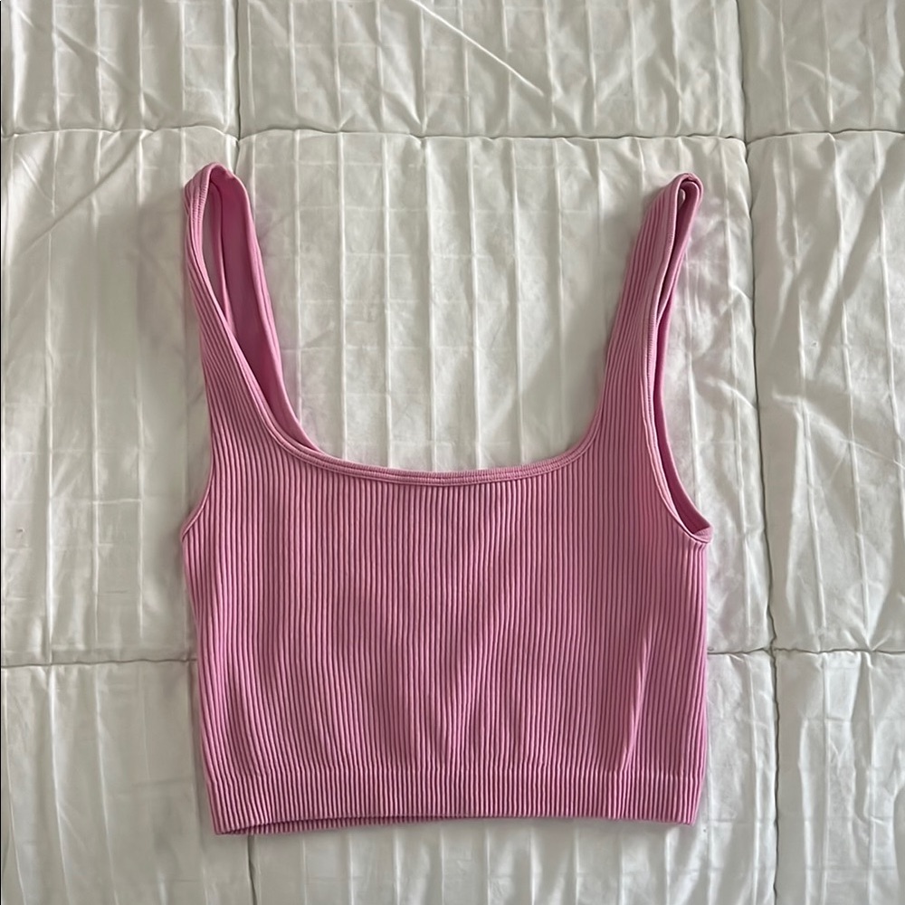 Pink Ribbed Crop Top